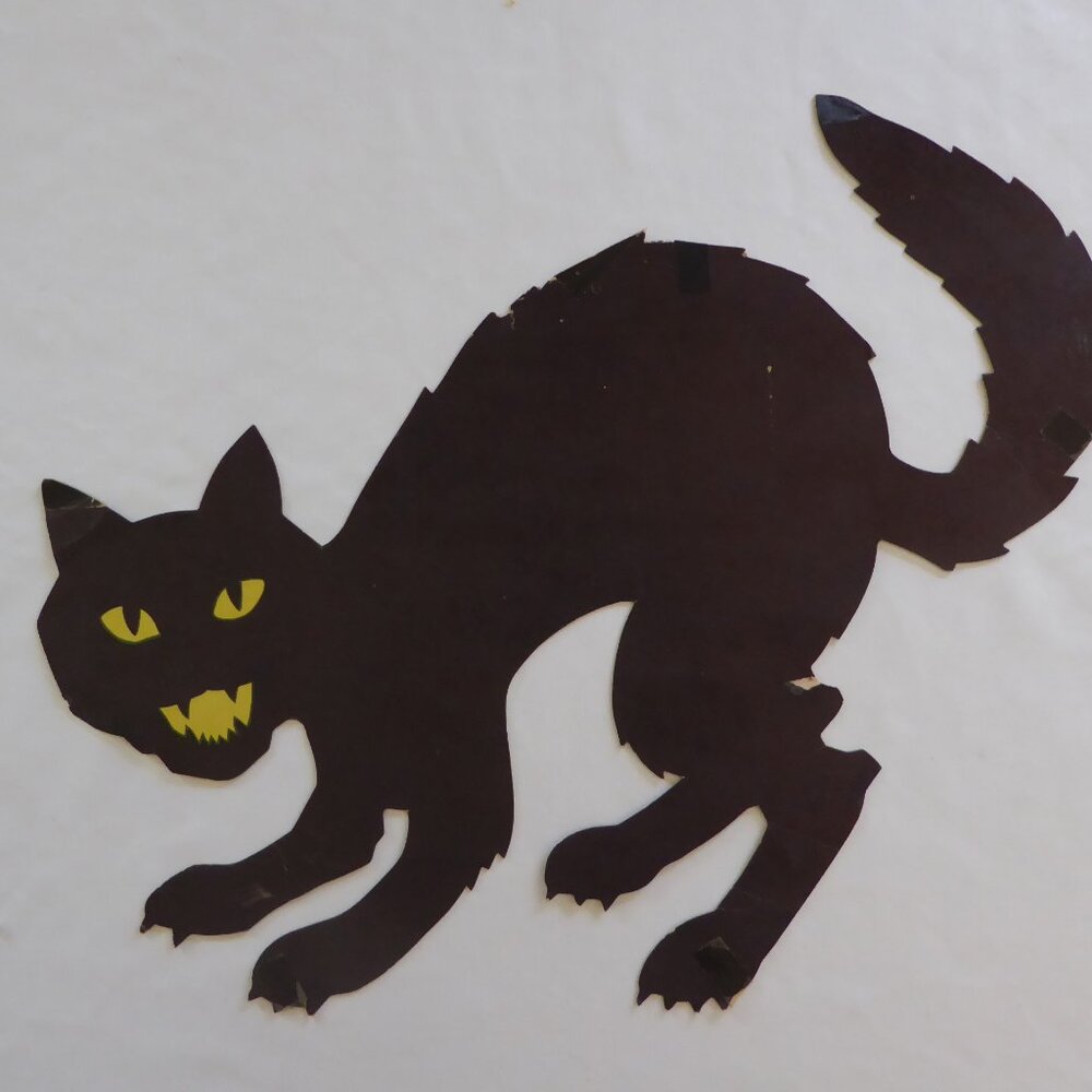VINTAGE 1950’s HALLOWEEN BLACK CAT DIECUT DECORATIONS (USED) LOT OF 3 - Picture 6 of 13